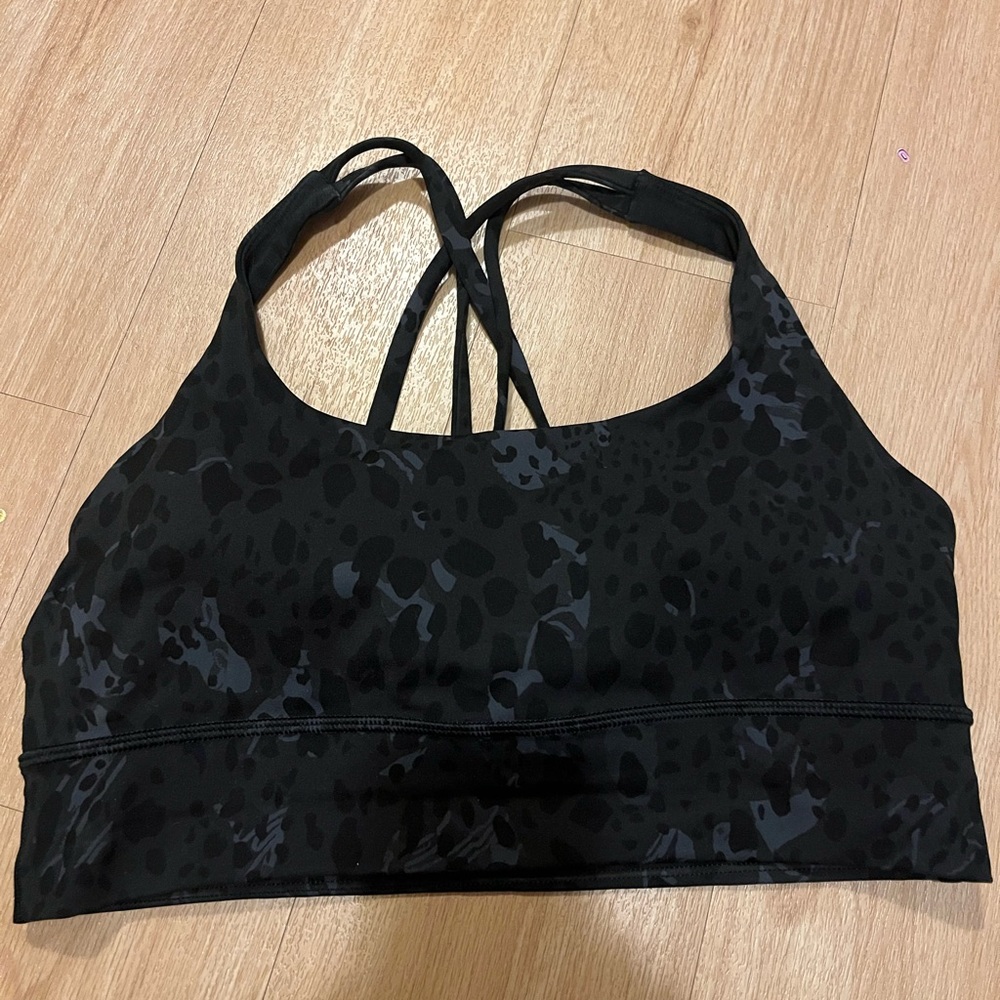 lululemon blk leopard sports bra
